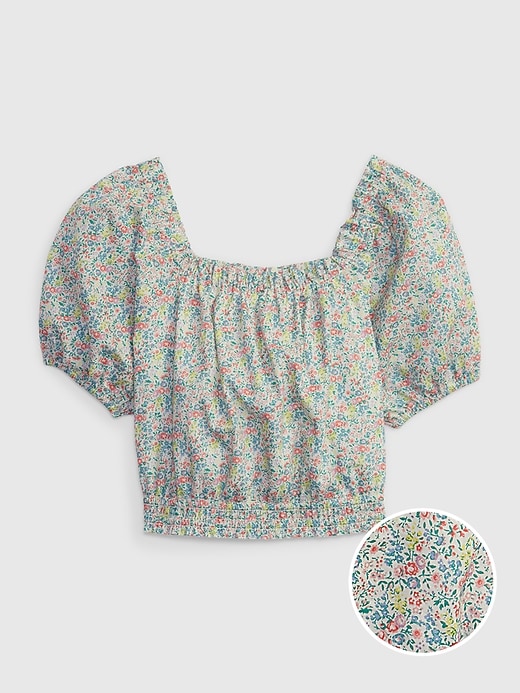 View large product image 1 of 1. Kids Linen-Cotton Puff Sleeve Top