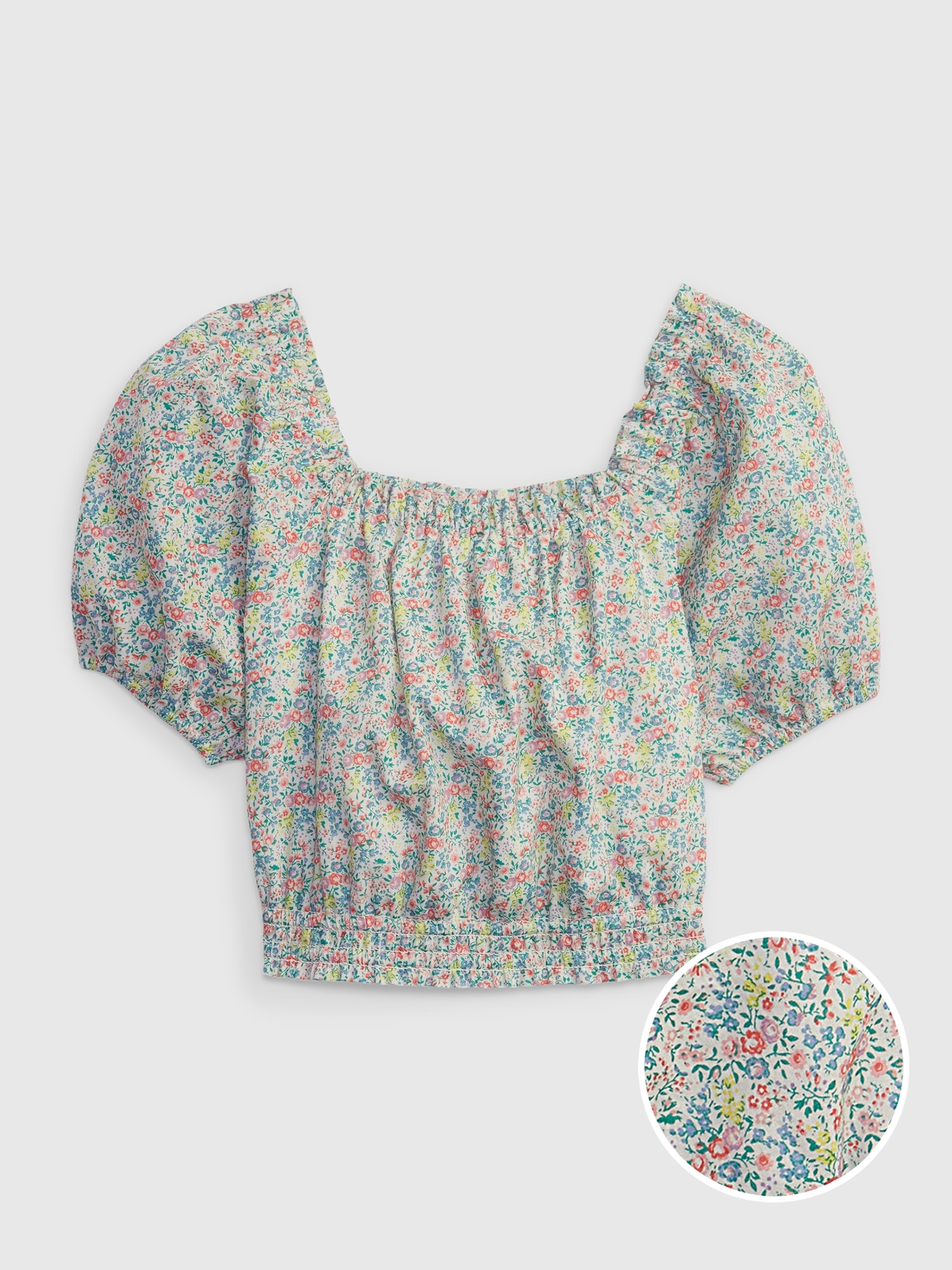 Gap Kids Linen-Cotton Puff Sleeve Top multi. 1