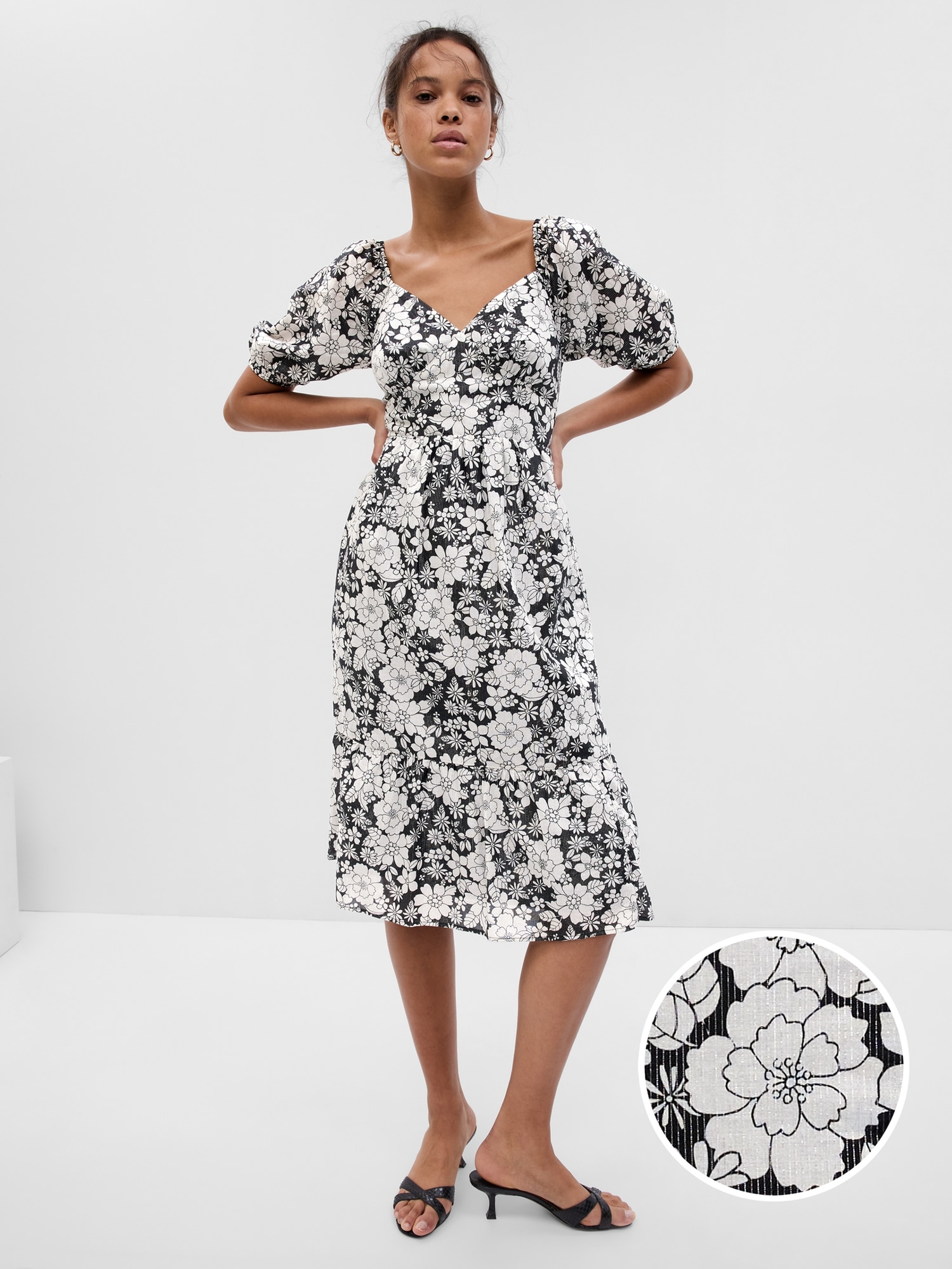 Women's Midi Slip Dress - A New Day™ Black Floral L