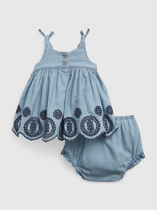 Image number 2 showing, Baby Eyelet Denim Outfit Set