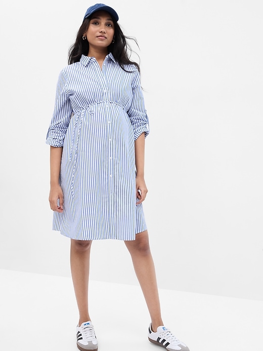 Image number 5 showing, Maternity Tie-Front Shirtdress