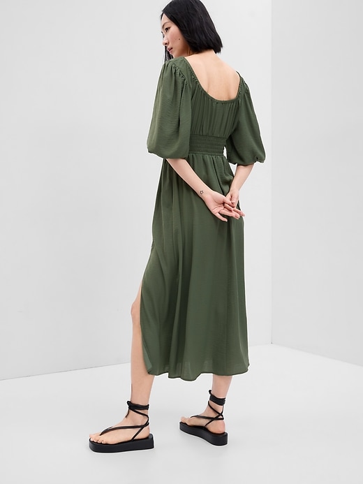 Image number 2 showing, Puff Sleeve Smocked Midi Dress