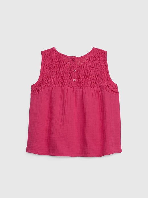Image number 2 showing, Kids Crinkle Gauze Crochet Top