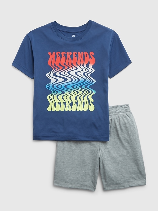 Image number 1 showing, Kids 100% Recycled Graphic PJ Shorts Set