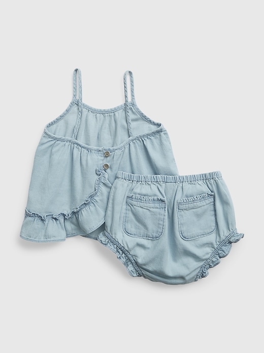 Image number 2 showing, Baby Ruffle Denim Outfit Set