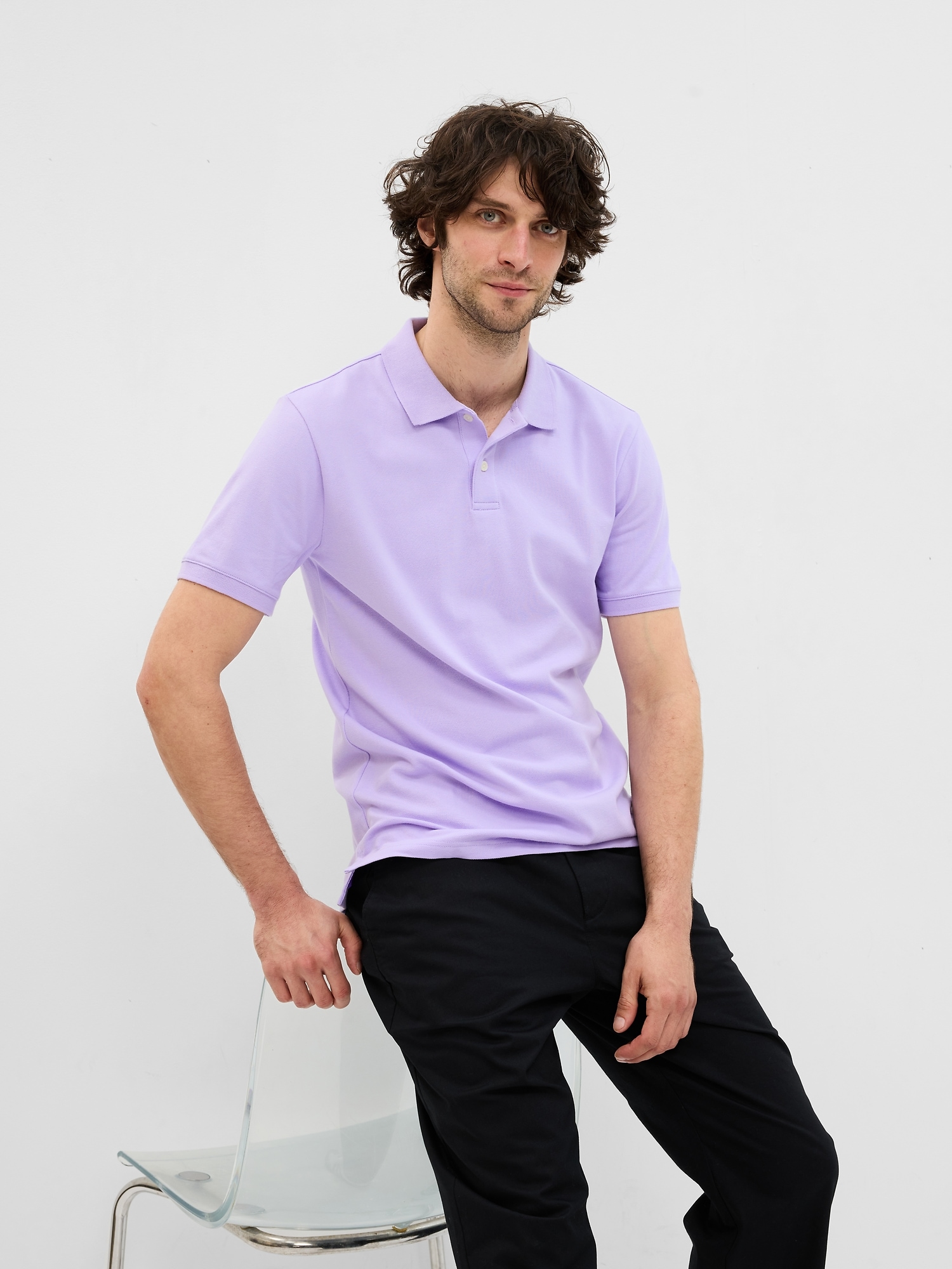 Gap Pique Polo Shirt purple. 1