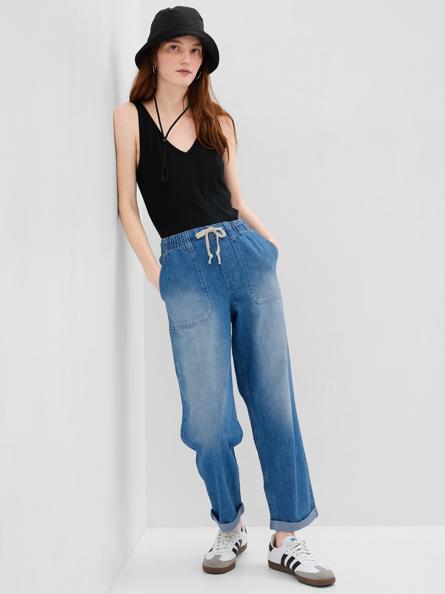 Gap Easy Denim Utility Jeans With Washwell In Medium Indigo