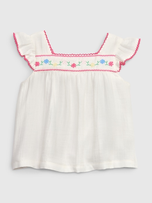 Image number 1 showing, Baby Crinkle Gauze Embroidered Top