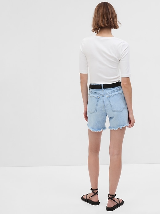 Image number 2 showing, 6" High Rise Cheeky Midi Denim Shorts