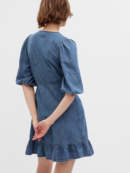 Image number 2 showing, Organic Cotton Denim Mini Wrap Dress