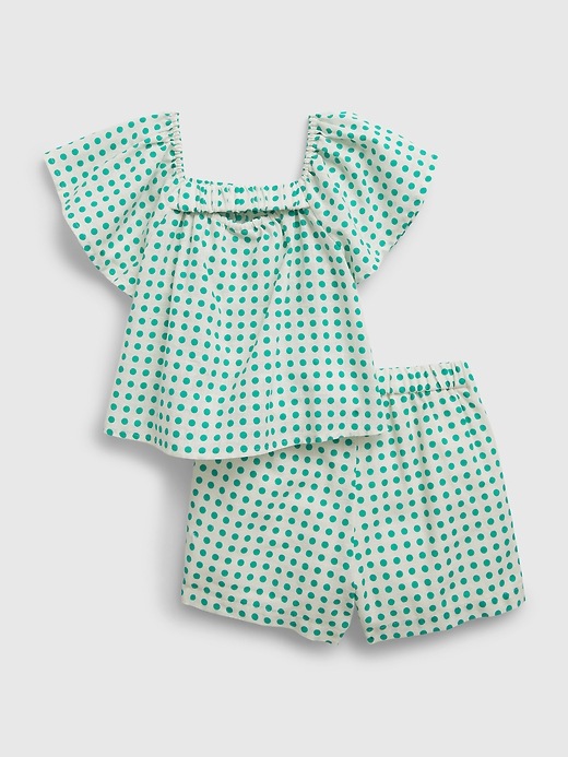 Image number 2 showing, Toddler Linen-Cotton Flutter Sleeve Outfit Set