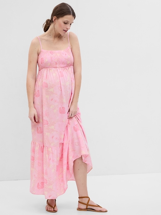 View large product image 1 of 1. Maternity Smocked Maxi Dress
