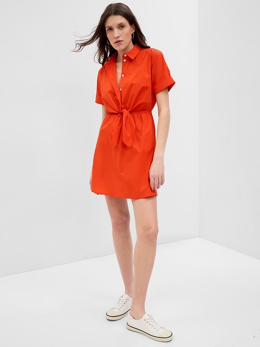 Image number 1 showing, Tie-Front Mini Shirtdress