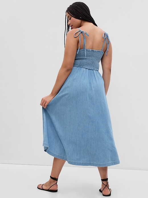 Image number 5 showing, Organic Cotton Denim Corset Midi Dress