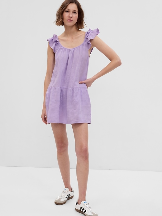 Image number 1 showing, Crinkle Gauze Mini Dress