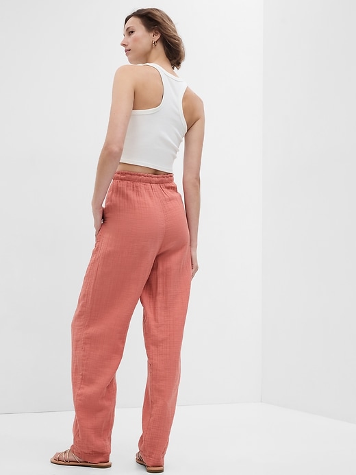 Image number 2 showing, High Rise Crinkle Gauze Pants