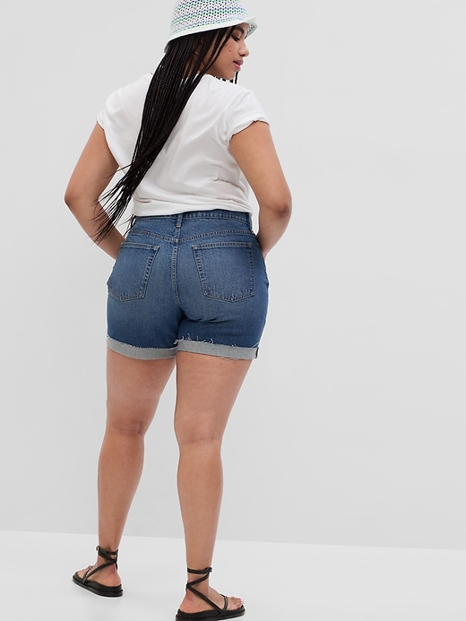 Image number 5 showing, 6" High Rise Cheeky Midi Denim Shorts