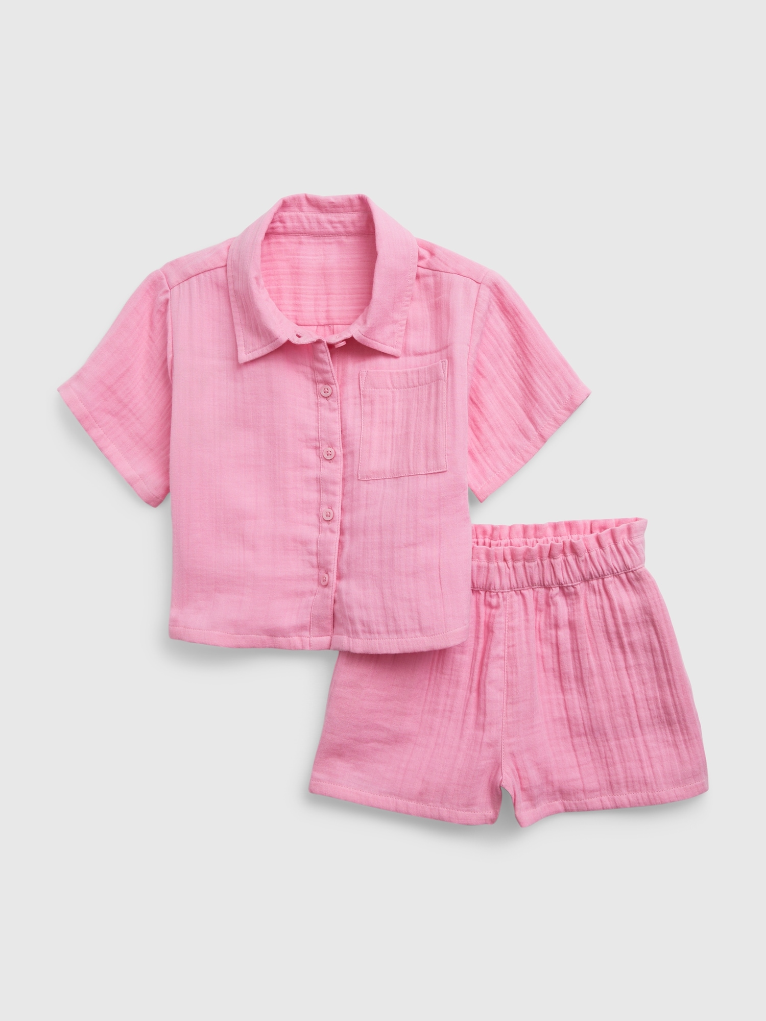 Gap Toddler Crinkle Gauze Outfit Set pink. 1