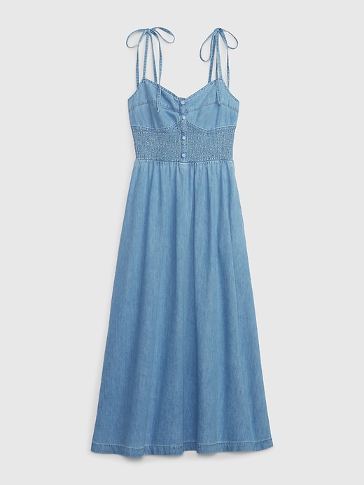 Image number 6 showing, Organic Cotton Denim Corset Midi Dress