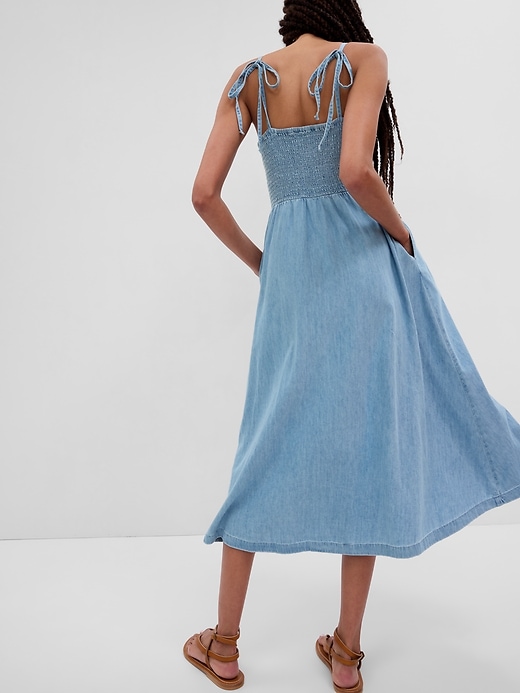 Image number 2 showing, Organic Cotton Denim Corset Midi Dress