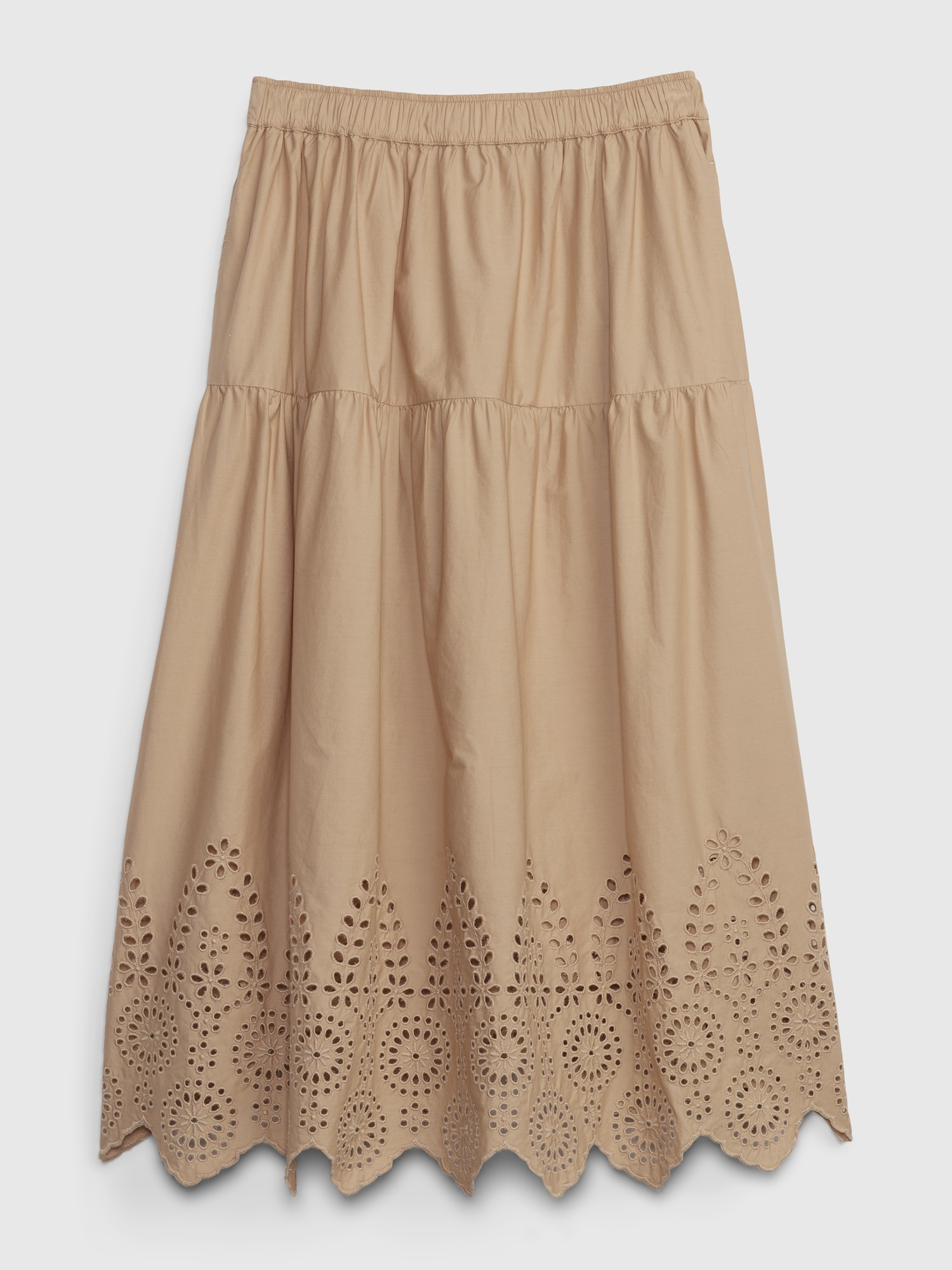 Tiered midi skirt in hotsell eyelet poplin