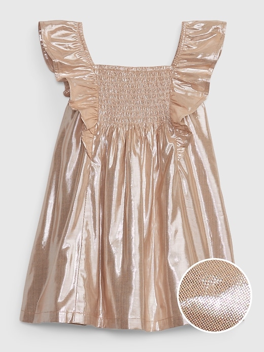Image number 1 showing, Toddler Metallic Flutter Sleeve Dress