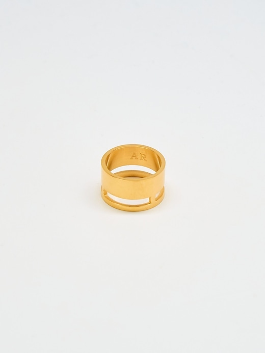 Image number 1 showing, Gold Geo Wide Bar Ring