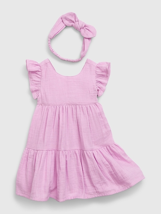 Image number 3 showing, Baby Crinkle Gauze Tiered Dress Set