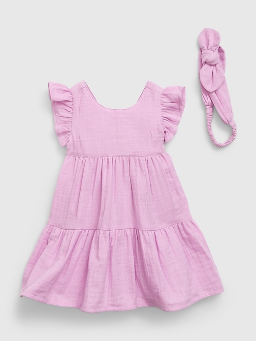 Image number 1 showing, Baby Crinkle Gauze Tiered Dress Set