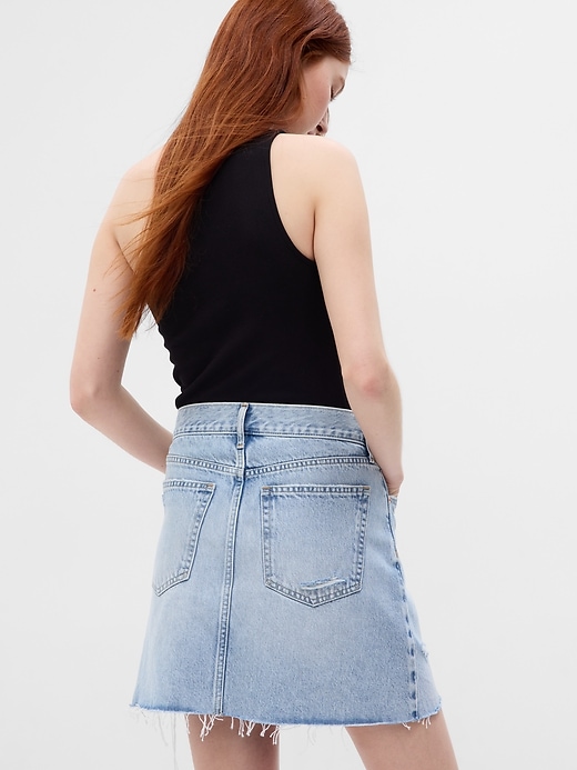 High Rise Denim Mini Skirt With Washwell Gap