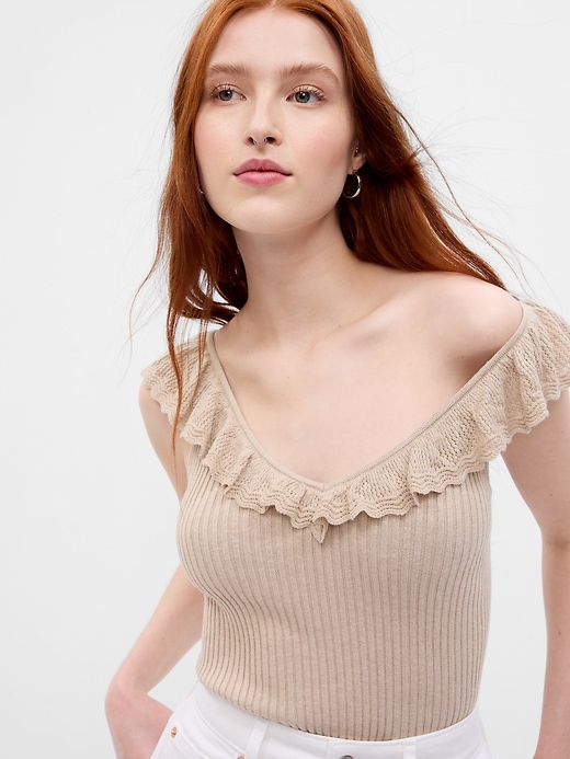 Image number 3 showing, Ruffle Rib Sweater Tank Top