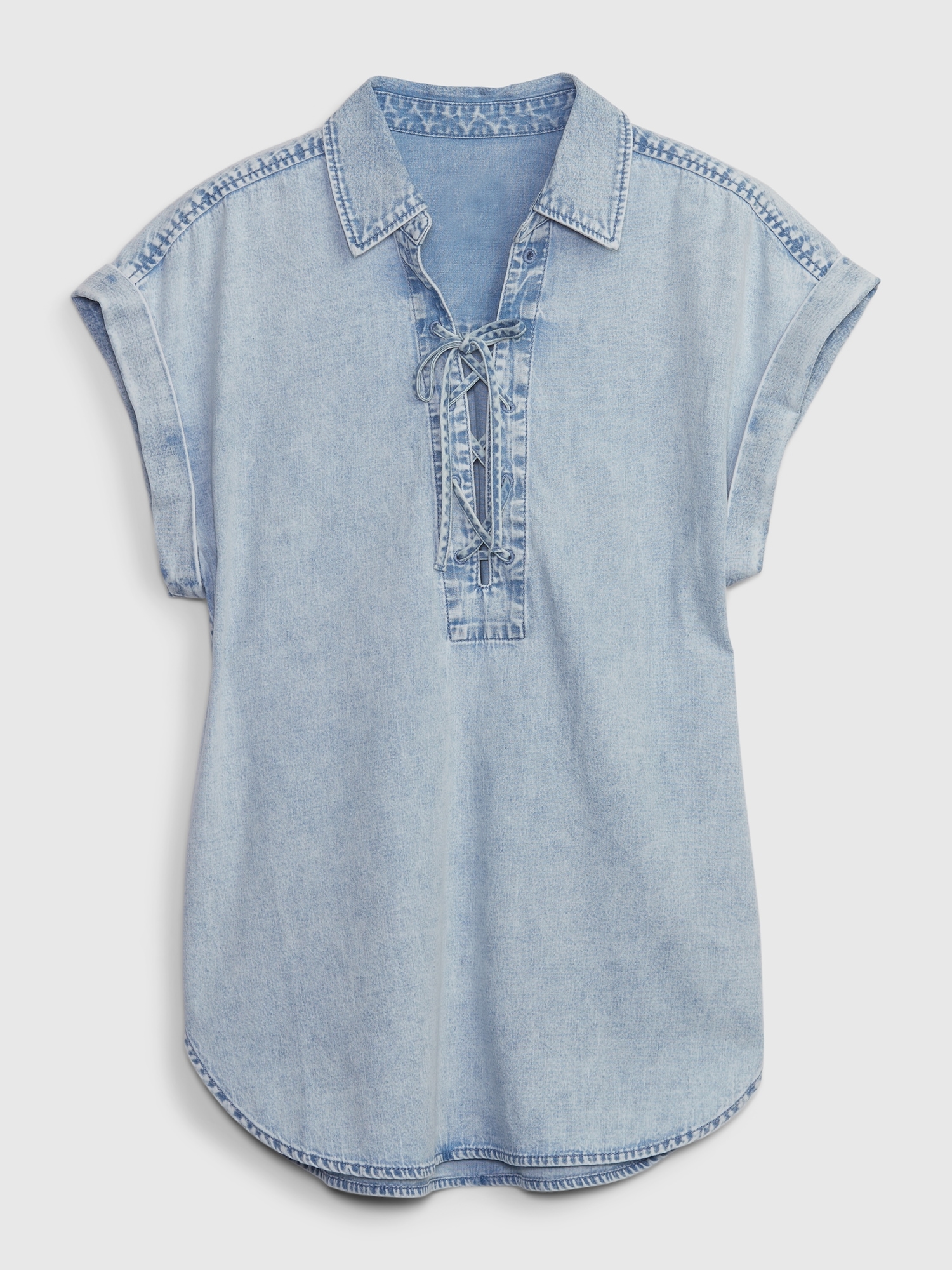 Lace-Up Denim Dolman Shirt | Gap