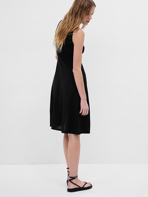 Image number 2 showing, Linen-Blend Scoop Back Midi Dress