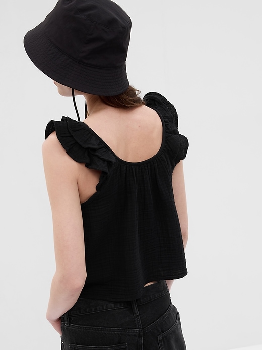 Image number 2 showing, Crinkle Gauze Ruffle Tank Top