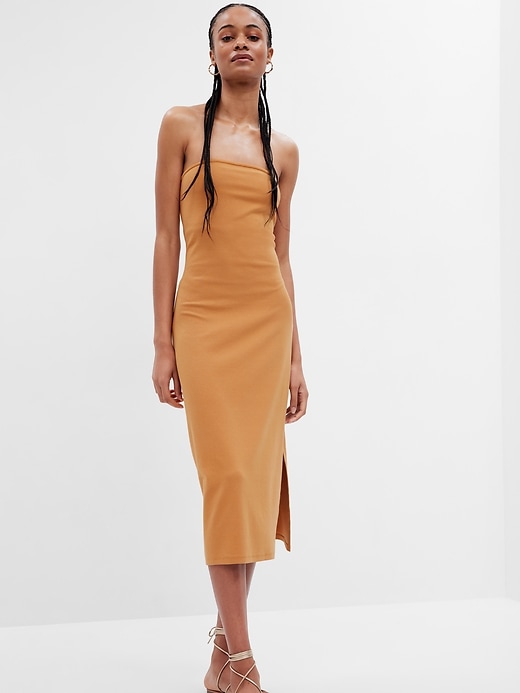 Image number 1 showing, Modern Strapless Split-Hem Midi Dress