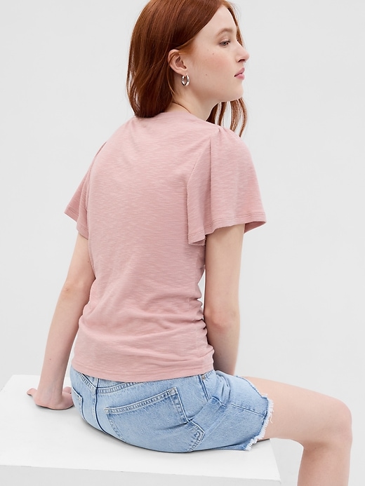 Image number 2 showing, Essential Rib Flutter Sleeve T-Shirt