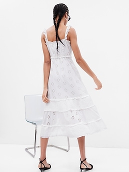 Ruffle Hem Eyelet Maxi Dress