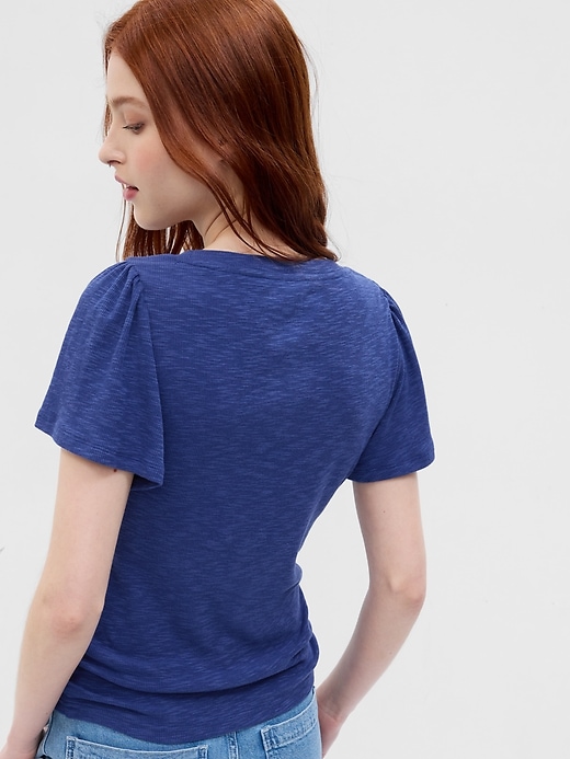 Image number 2 showing, Essential Rib Flutter Sleeve T-Shirt