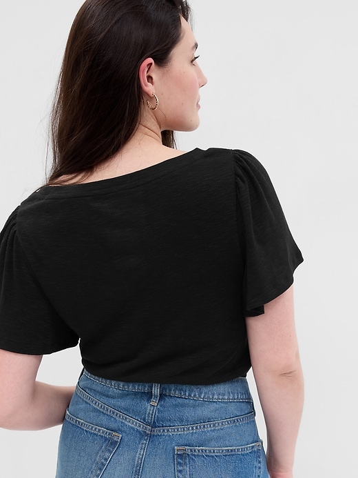 Image number 5 showing, Essential Rib Flutter Sleeve T-Shirt