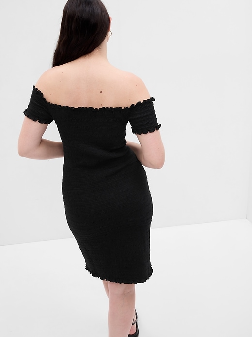 Image number 5 showing, Off-Shoulder Smocked Mini Dress