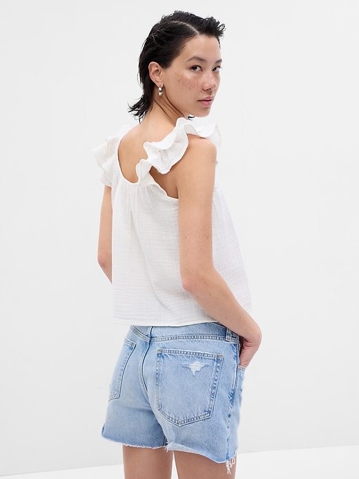 Image number 2 showing, Crinkle Gauze Ruffle Tank Top