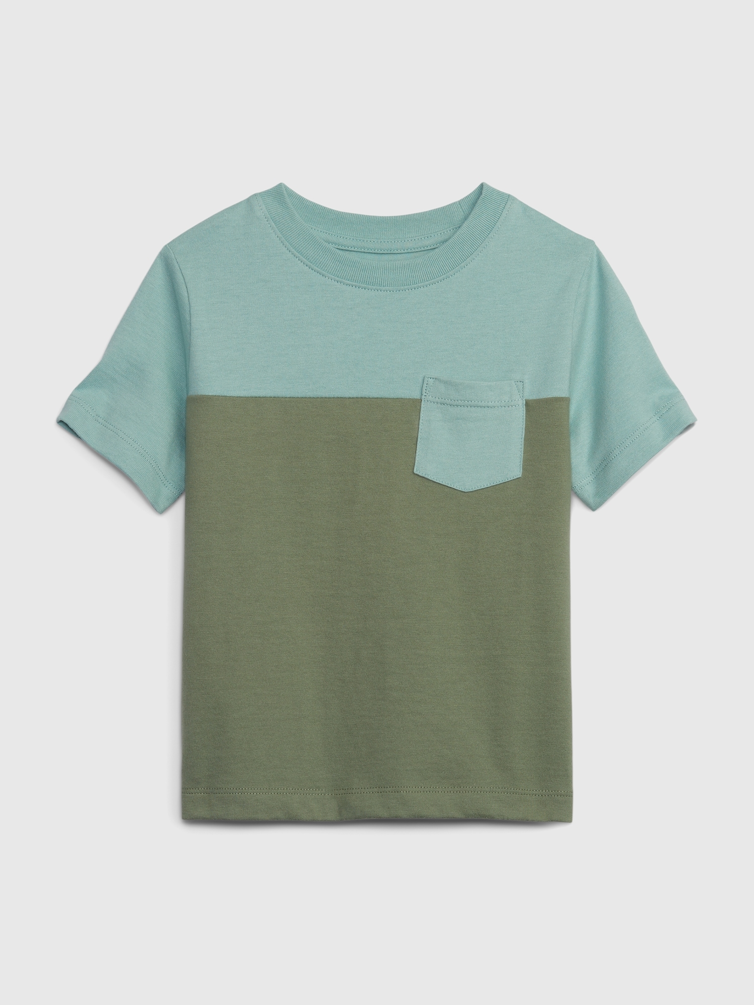 Gap Toddler Colorblock Pocket T-Shirt green. 1