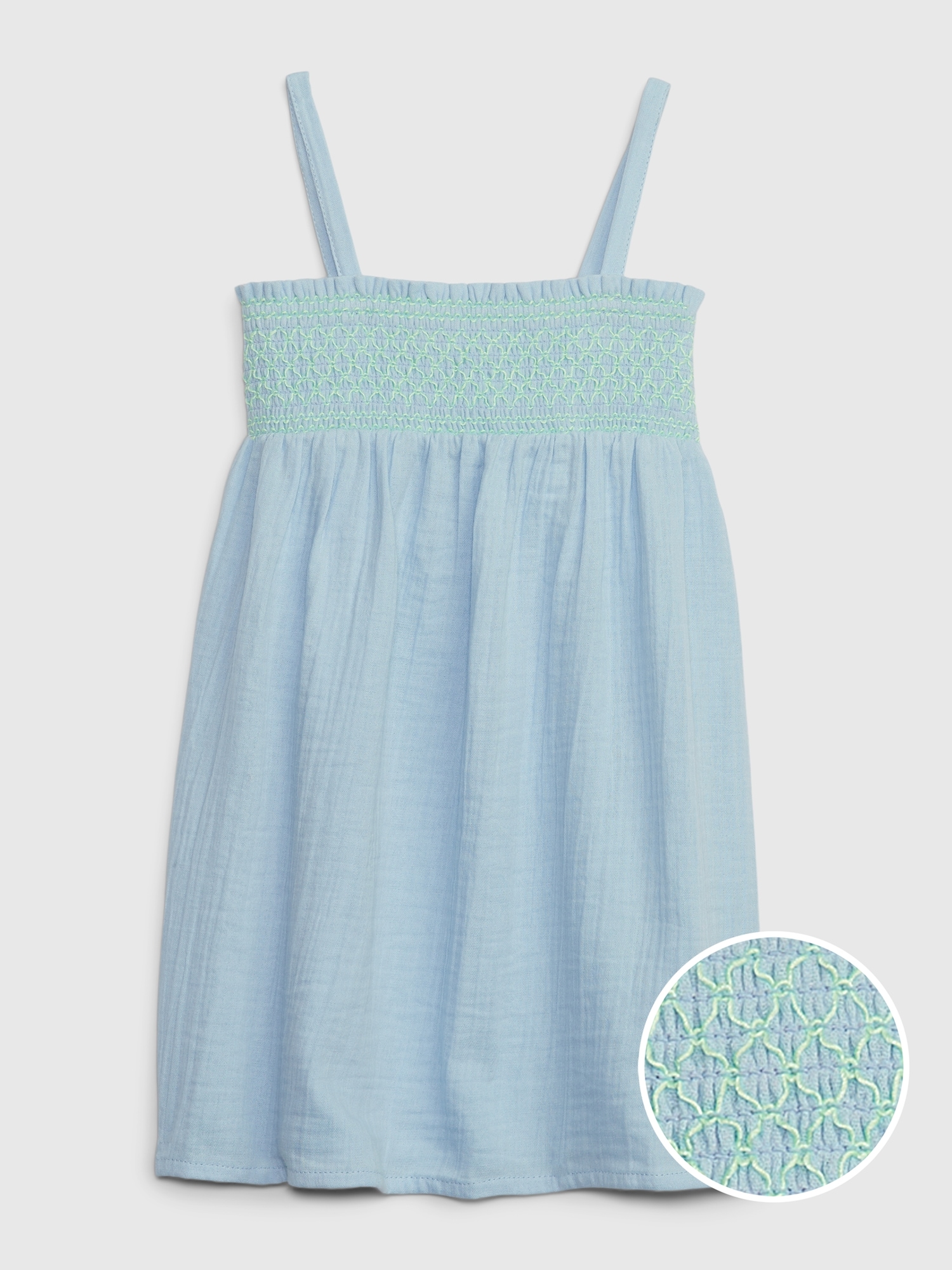 Gap Toddler Crinkle Gauze Smocked Dress blue. 1