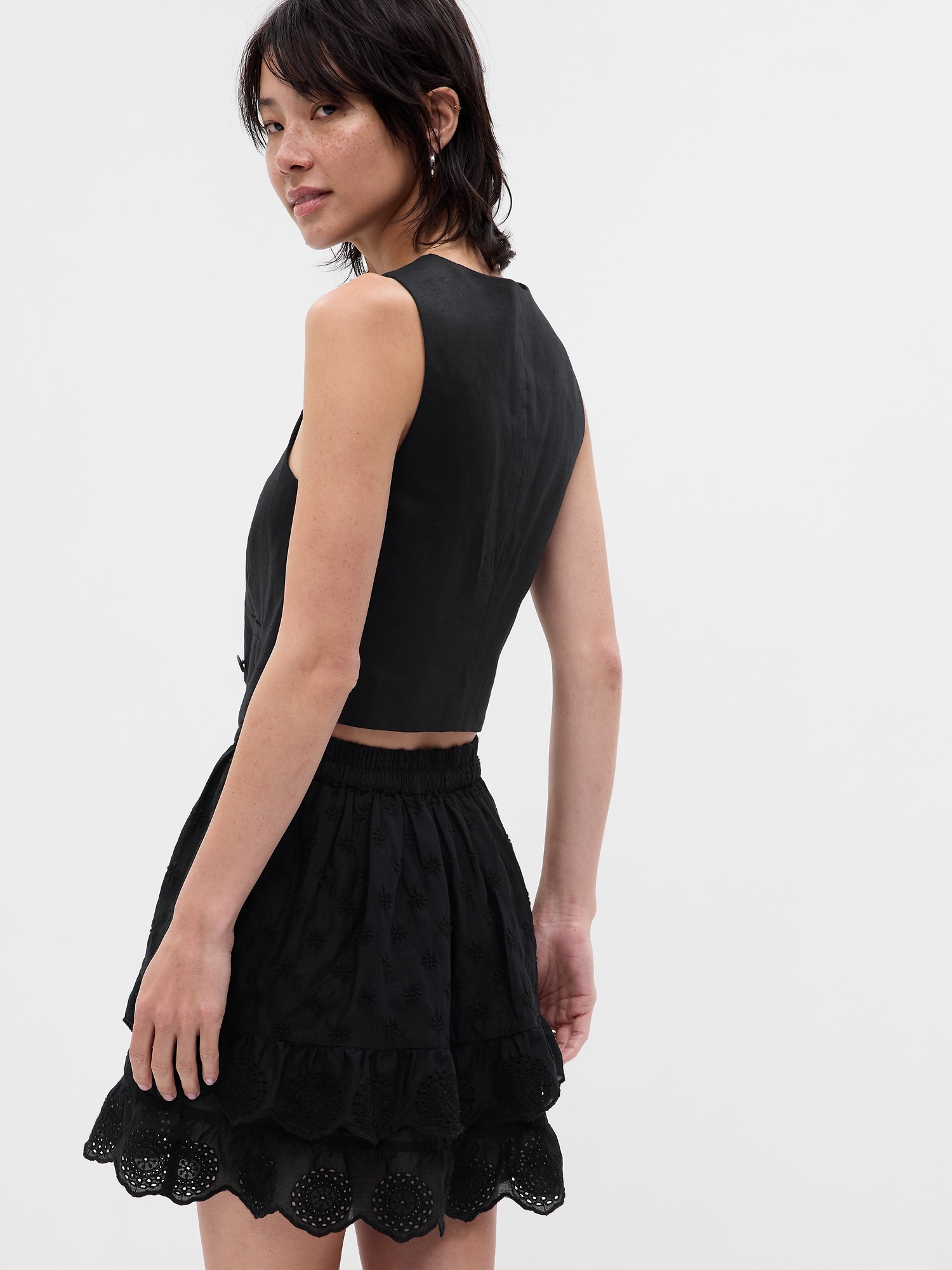 Black lace shop eyelet skirt