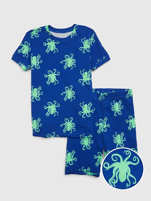 Image number 1 showing, Kids 100% Organic Cotton Octopus PJ Shorts Set