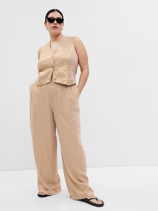 Image number 4 showing, Linen-Cotton Pleated Pants