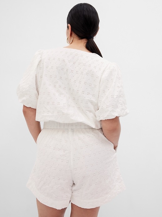 Image number 5 showing, Puff Sleeve Eyelet Wrap Top