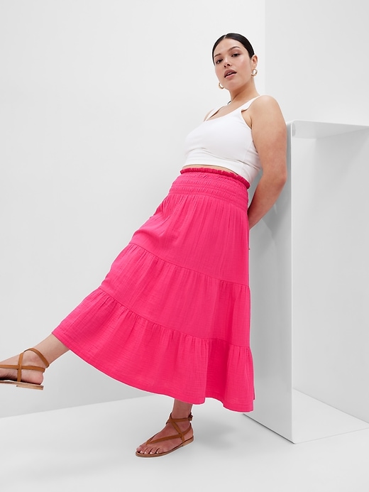 Image number 4 showing, Smocked Tiered Midi Skirt