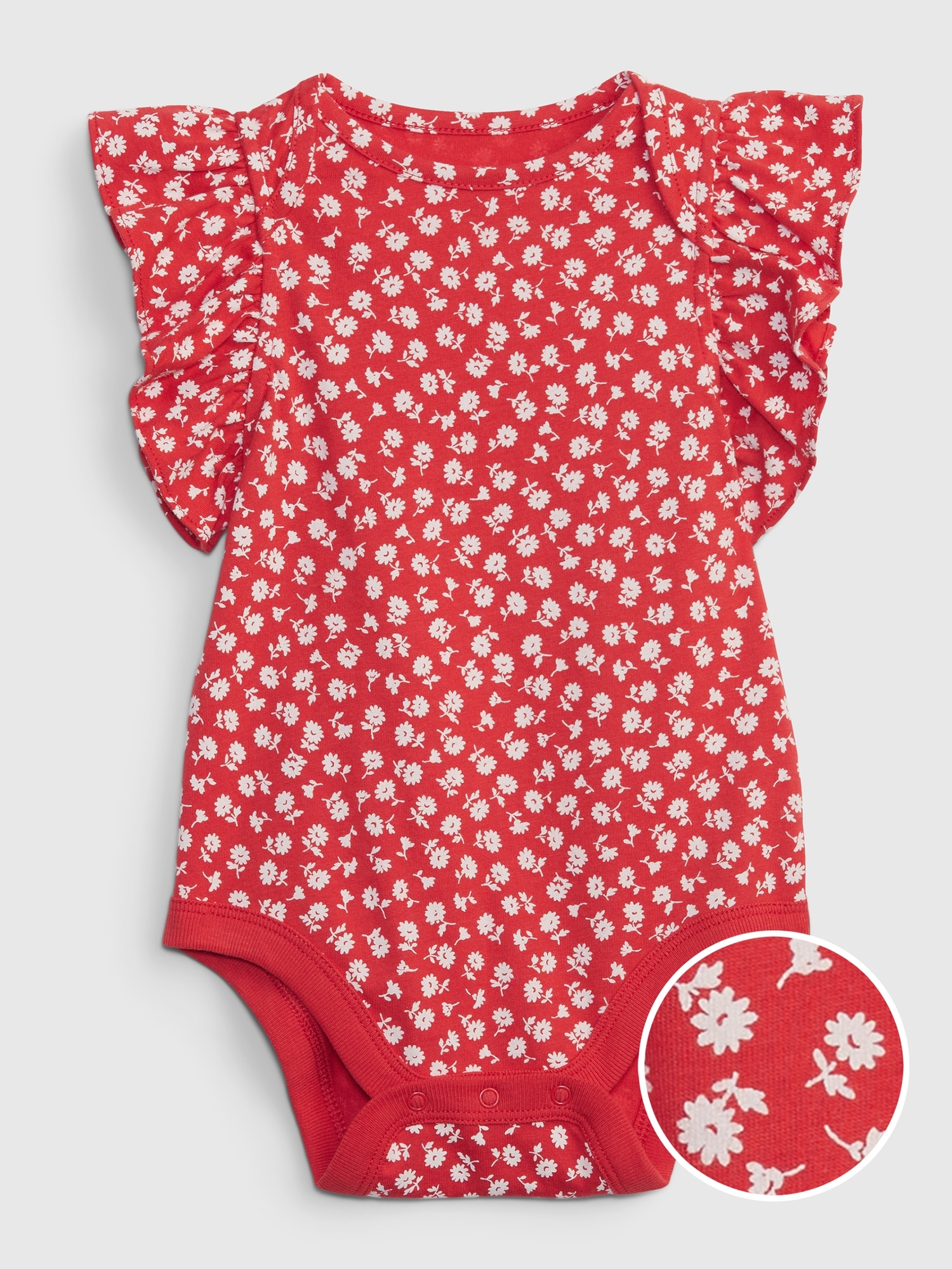 Gap Baby 100% Organic Cotton Mix and Match Flutter Sleeve Bodysuit red. 1