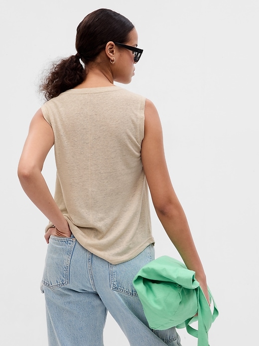 Image number 2 showing, Linen-Blend Shell Tank Top